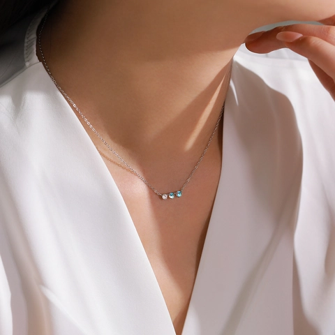 925 Sterling Silver Moonstone Rhinestone Jewelry Set For Women Elegant Necklace And Stud Earrings Minimalist Gemstone Accessories