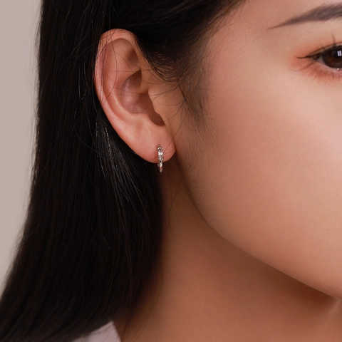 Orecchini a Cerchio con Fiocco in Argento Sterling S925 per Donna Minimalisti Eleganti con Zirconia Intarsiata Fibbia a Figura 8