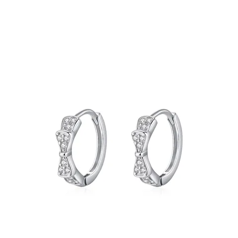 Orecchini a Cerchio con Fiocco in Argento Sterling 925 Zirconia Intarsiato Stile Dolce Fiocco Orecchini per Donna Gioielli Minimalisti