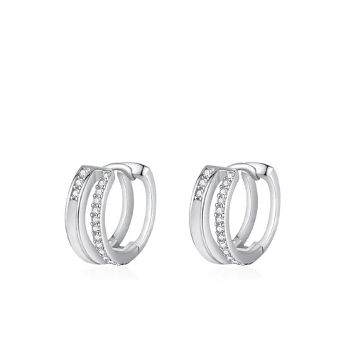 925 Sterling Silber Doppelschicht Mobius Creolen Für Damen Mode Geometrisch Zirkonia Eingelegt Trendiger Schmuck Geschenk