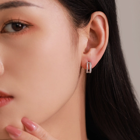 925 Sterling Silber Doppelschicht Mobius Creolen Für Damen Mode Geometrisch Zirkonia Eingelegt Trendiger Schmuck Geschenk
