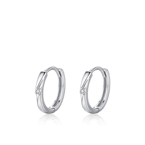 Orecchini a Cerchio Mobius in Argento Sterling 925 Donna Minimalisti Geometrici con Zirconia Intarsiata Gioielli di Moda