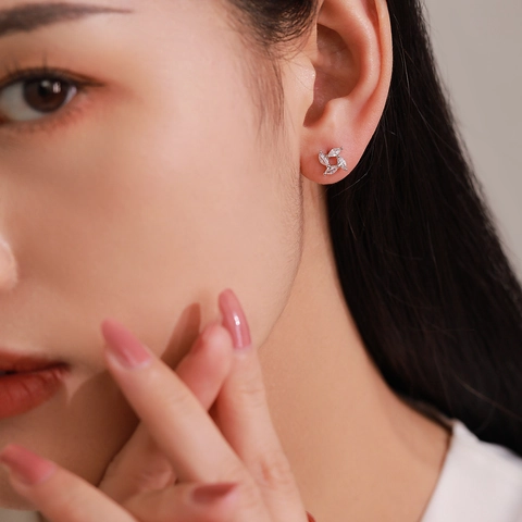 Pendientes de Botón de Molinillo de Plata de Ley 925 para Mujer Joyería Geométrica con Circonia Corte Marquesa Regalo