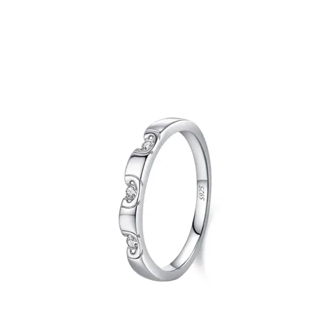 Minimalist S925 Sterling Silver Geometric Ring For Women Elegant Zirconia Inlaid Polished Band Fashion Jewelry Finger Ring