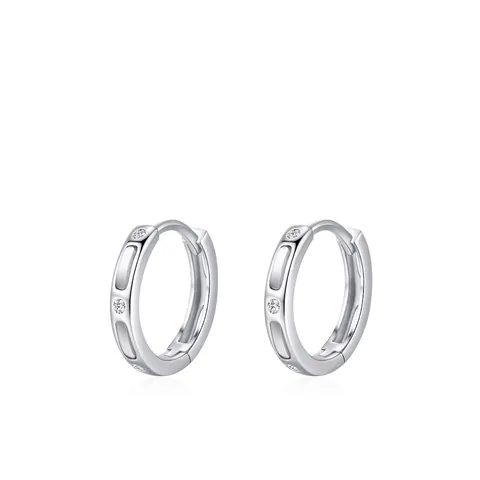925 Sterlingsilber Zirkonia Eingelegte Huggie Creolen Geometrische Perlmutt Minimalistischer Schmuck Für Damen