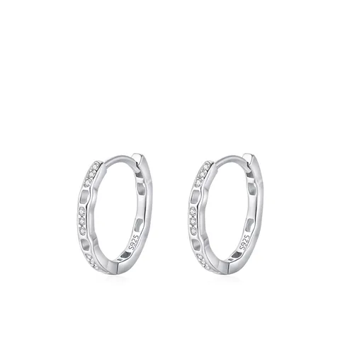 Eleganti Orecchini a Cerchio Geometrici in Argento Sterling 925 per Donna Con Intarsio in Zirconia Gioielli Moda Pendolare