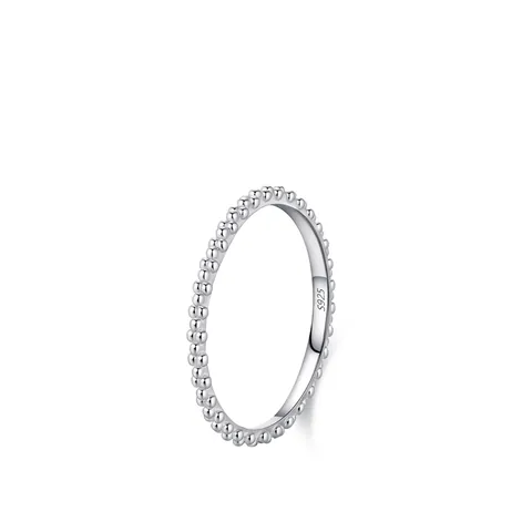 S925 Sterling Silver Bubble Design Ring Minimalist Beaded Stackable Band Fashion Jewelry Finger Ring For Women Gift