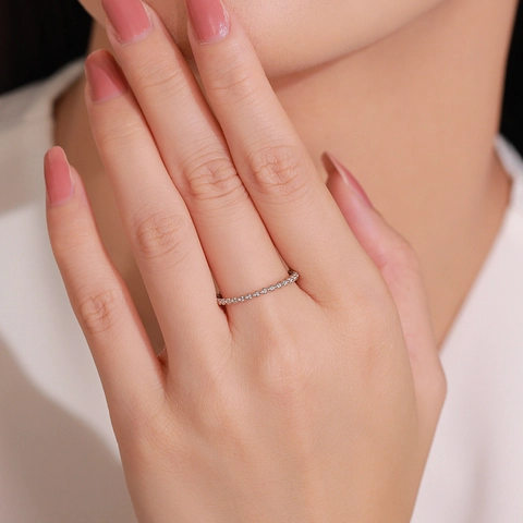 S925 Sterling Silver Bubble Design Ring Minimalist Beaded Stackable Band Fashion Jewelry Finger Ring For Women Gift