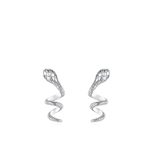 925 Sterling Silver Snake Stud Earrings For Women Niche Design Spiral Serpent Earrings Green Zirconia Eye Animal Jewelry Accessory