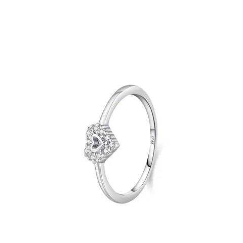 925 Sterling Silver Hollow Heart Ring For Women Elegant Zirconia Inlaid Romantic Fashion Ins Style Commuter Index Finger Ring