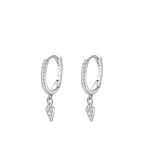 925 Sterlingsilber Geometrischer Rhombus Anhänger Huggie Ohrringe Für Damen Funkelnde Zirkonia Minimalistische Ohrringe