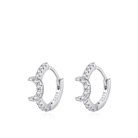 925 Sterlingsilber Mondsichel Stern Huggie Hoop Ohrringe Für Damen Funkelnde Zirkonia Eingelegt Elegante Schmuck Geschenk