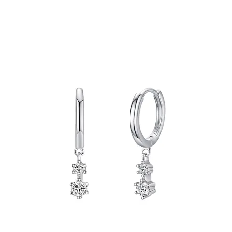 Elegant 925 Sterling Silver Sparkly Zirconia Pendant Hoop Earrings For Women Minimalist Dangle Earrings Fashion Jewelry Gift