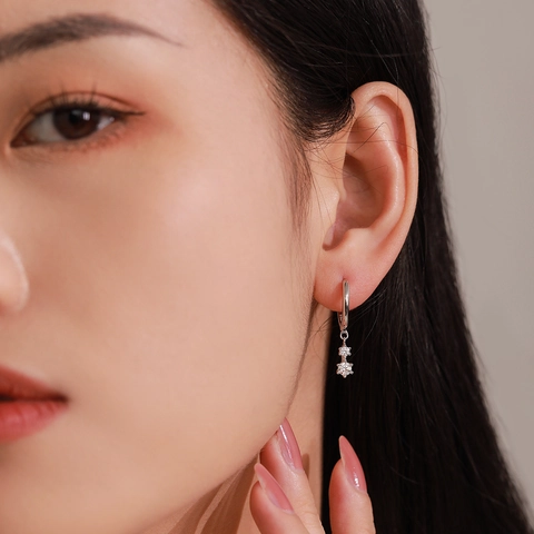 Elegant 925 Sterling Silver Sparkly Zirconia Pendant Hoop Earrings For Women Minimalist Dangle Earrings Fashion Jewelry Gift