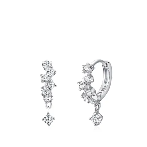 925 Argento Sterling Scintillante Zirconia Ciondolo Orecchini a Cerchio per Donna Elegante Moda Stellato Intarsiato Gioielli