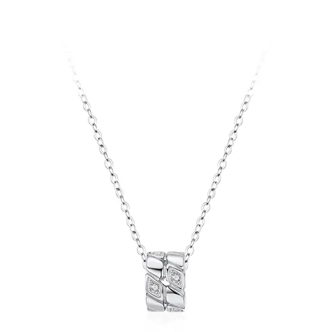 Collier Pendentif Cube de Glace en Argent Sterling S925 et Zirconia Géométrique Rhombus Bijoux de Mode pour Femmes