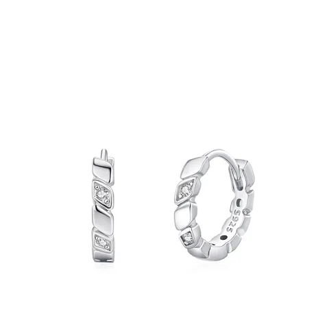 Orecchini a Cerchio Romboide Geometrico in Argento Sterling 925 Per Donna Gioielli Ipoallergenici Minimalisti con Zirconia Intarsiata