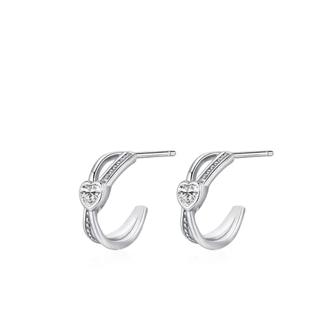 Orecchini a Bottone in Argento Sterling 925 Cuore Zirconia per Donna Personalizzati Versatili Moda Intarsiati Zirconia Gioielli