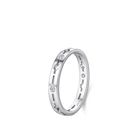 925 Sterling Silver Hollow Geometric Ring With Zirconia For Women Personalized Japanese Korean Style Fashion Finger Jewelry