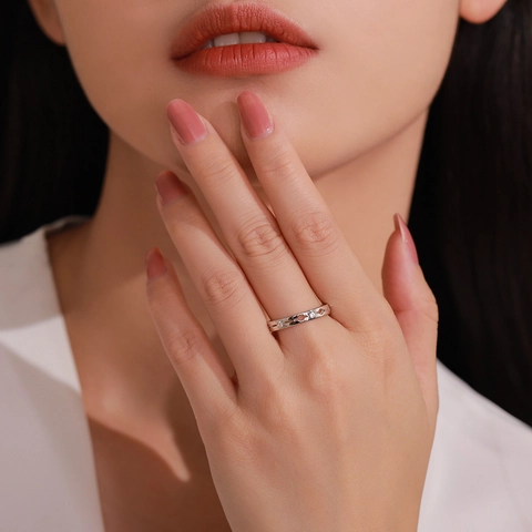 925 Sterling Silver Hollow Geometric Ring With Zirconia For Women Personalized Japanese Korean Style Fashion Finger Jewelry