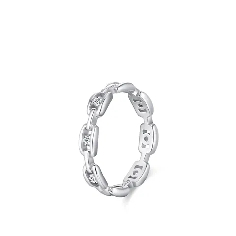925 Sterling Silver Chain Design Ring For Women Fashion Light Luxury Geometric Zirconia Inlaid Finger Ring Jewelry Gift