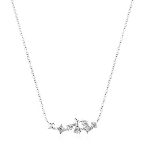 Mode 925 Sterlingsilber Stern Anhänger Halskette Für Damen Elegant Leichtes Luxus Zirkonia Eingelegt Smile Star Choker Schmuck