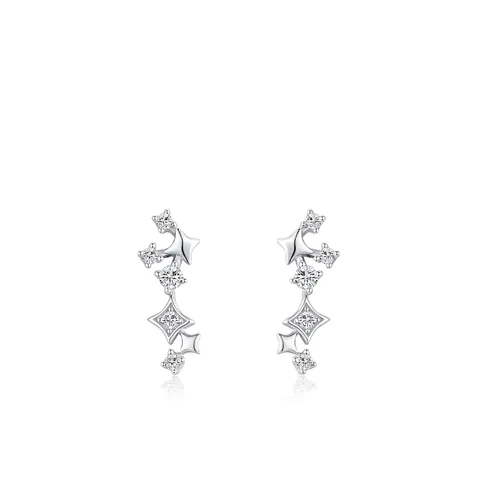 S925 Sterlingsilber Großer Wagen Sterne Ohrstecker Für Damen Glänzende Zirkonia Lange Sterne Ohrringe Mode Minimalistischer Schmuck