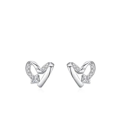 925 Sterling Zilveren Hart Oorknopjes Voor Dames Minimalistische Zirconia Ingelegd Hol Hart Oorbellen Mode Sieraden Cadeau