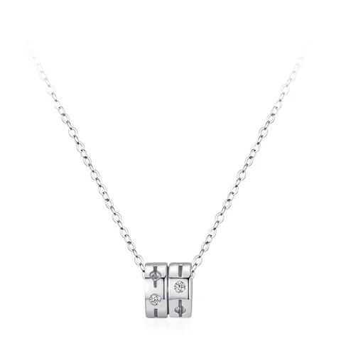 Collana con Pendente a Vita Sottile in Argento Sterling 925 da Donna Luce Lusso Zirconia Intarsiato Catena Clavicola Cilindrica Gioielli