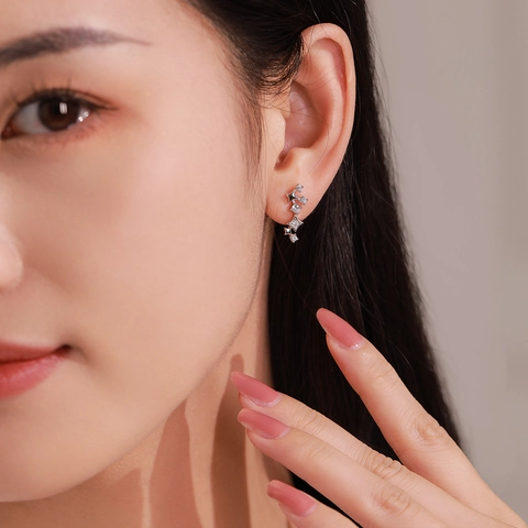 S925 Sterlingsilber Großer Wagen Sterne Ohrstecker Für Damen Glänzende Zirkonia Lange Sterne Ohrringe Mode Minimalistischer Schmuck