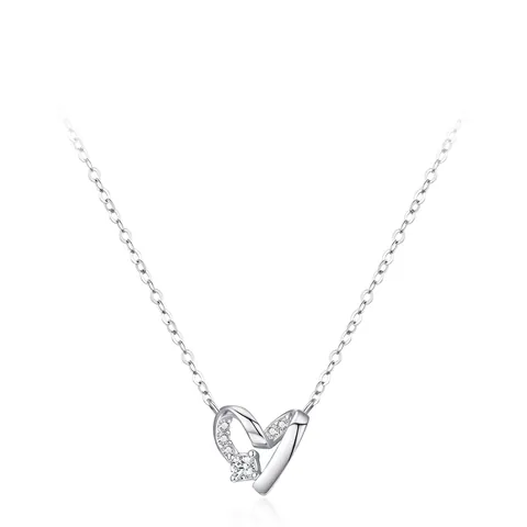 925 Sterlingsilber Minimalistisch Herz Anhänger Halskette Für Damen Glänzende Zirkonia Eingelegt Ankerkette Elegant Schmuck