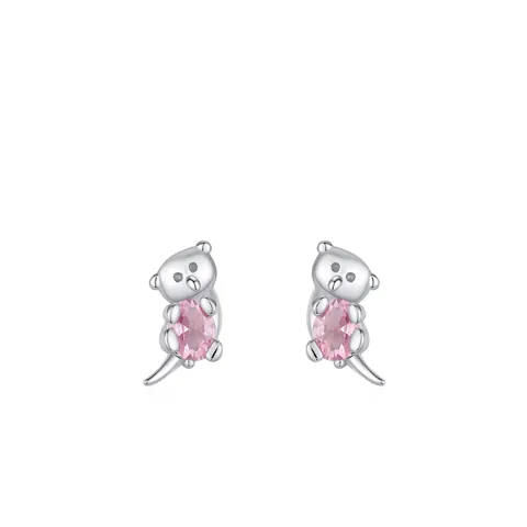925 Sterlingsilber Süße Rosa Zirkonia Koala Ohrstecker Für Frauen Kleine Tierform Kreative Ohrschmuck Geschenk
