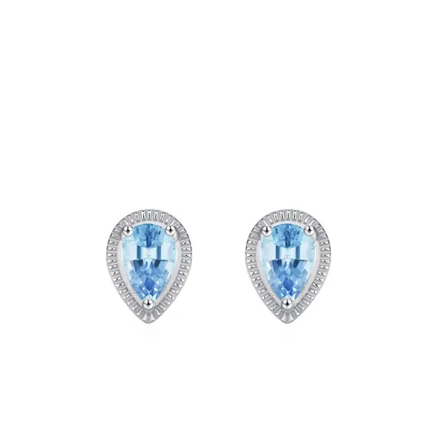 925 Sterling Silver Teardrop Blue Zirconia Stud Earrings Elegant Light Blue Mermaid Tears Halo Earrings Women Jewelry Gift
