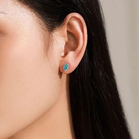 925 Sterling Silver Water Drop Blue Zirconia Jewelry Set For Women Mermaid Tears Pendant Necklace Stud Earrings Elegant