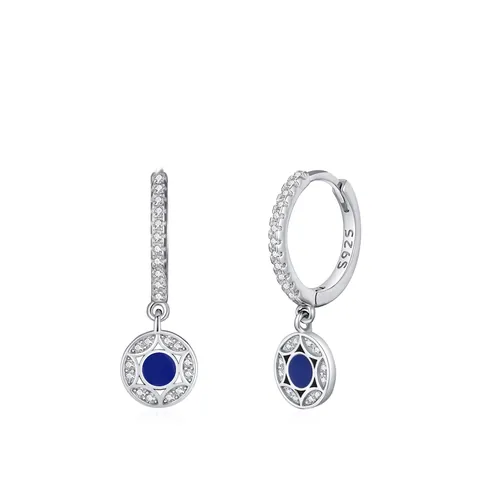 925 Sterlingsilber Stern Anhänger Ohrringe Für Damen Blau Emaille Zirkonia Eingelegt Hoop Dangle Ohrringe Elegant Mode Schmuck