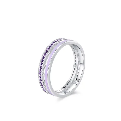 Anello in Argento Sterling 925 con Zirconia Viola e Smalto per Donna Gioielli di Moda Geometrici di Lusso Regalo