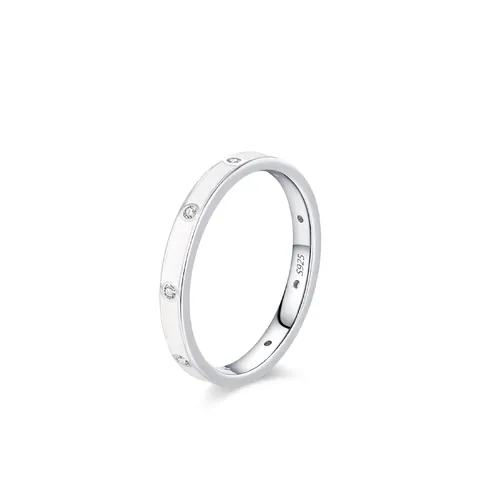 925 Sterling Silver Enamel Zirconia Ring Elegant Minimalist Row Inlay Finger Ring For Women Fashion Jewelry Gift