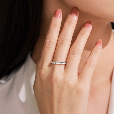 Anello in Argento Sterling 925 Smalto Strass per Donna Minimalista Moda Geometria Cold Style Gioielli Anello Regalo Festa