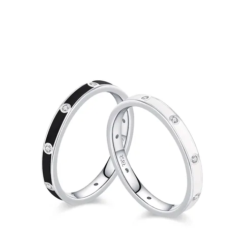 Anello in Argento Sterling 925 Smalto Strass per Donna Minimalista Moda Geometria Cold Style Gioielli Anello Regalo Festa