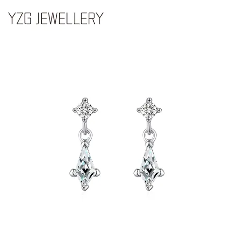 925 Sterling Silver Rhombus Zirconia Pendant Earrings French Retro Geometric Drop Earrings For Women Elegant Jewelry Gift