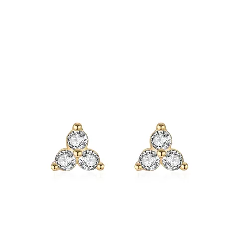 925 Sterling Silver Geometric Triangle Stud Earrings For Women Gold Plated Micro Pave Zirconia Simple Fashion Jewelry