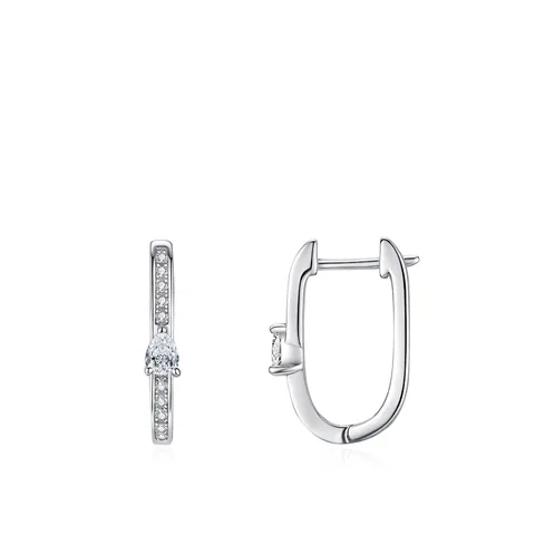 925 Sterlingsilber U-Förmige Creolen Für Damen Minimalistisch Birnenförmiger Zirkonia Geometrische Ohrenschnalle Mode Schmuck