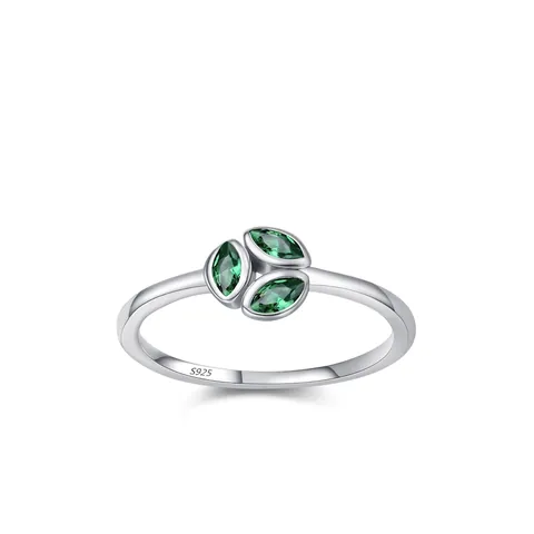 925 Sterling Silver Green Marquise Cut Zirconia Ring For Women Luxury Geometric Leaf Branch Jewelry Finger Ring