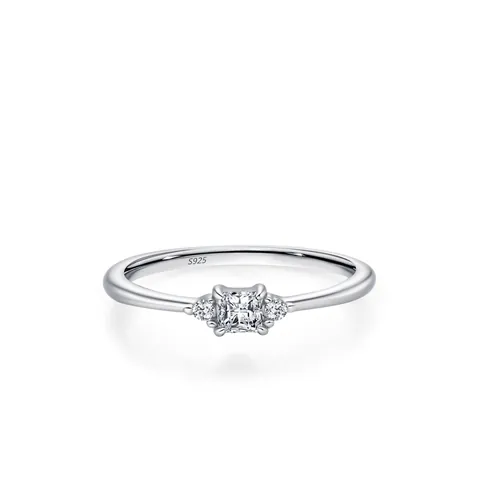 Anello in Argento Sterling 925 con Zirconia Quadrata per Donna Gioielli Anello Sottile Geometrico Stile OL Moda Pendolare