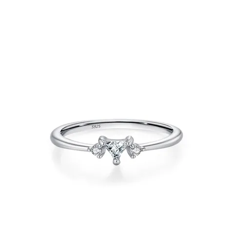 S925 Sterling Silver Triangle Zirconia Geometric Ring For Women Minimalist Fashion Silver Finger Ring Jewelry Daily Office Gift