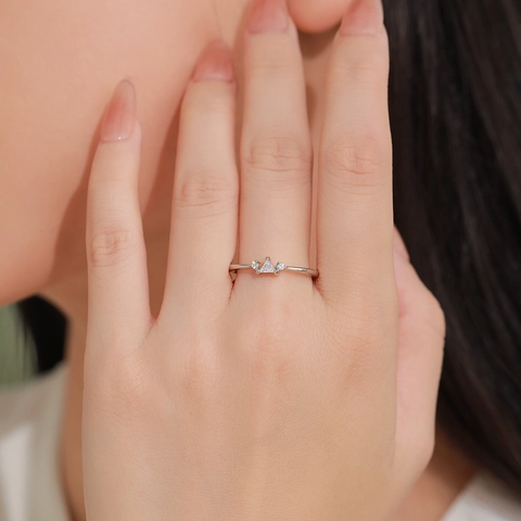 S925 Sterling Silver Triangle Zirconia Geometric Ring For Women Minimalist Fashion Silver Finger Ring Jewelry Daily Office Gift