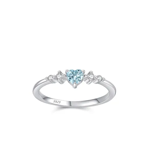 S925 Sterlingsilber Herz Des Ozeans Blau Zirkonia Eingelegt Ring Damen Romantisch Süß Herzform Schmuck Verlobungsgeschenk
