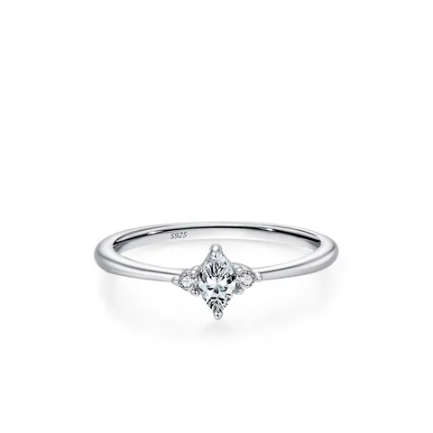 Anello in Argento Sterling 925 con Zirconia a Marquise Fascia Sottile Minimalista per Donna Gioielli per Matrimonio Fidanzamento