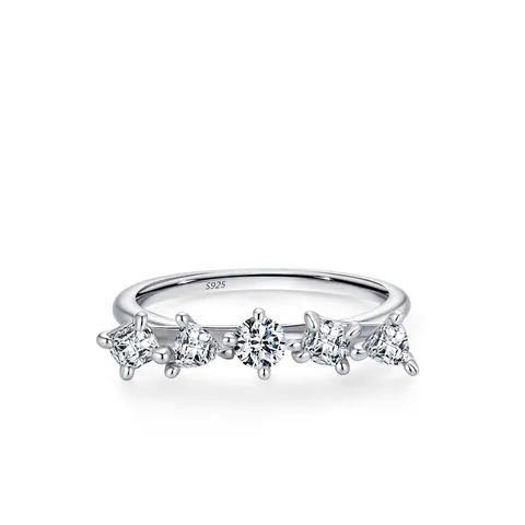 Luxury 925 Sterling Silver Geometric Inlaid Zirconia Ring For Women Stylish Irregular Index Finger Fashion Jewelry Ring Gift