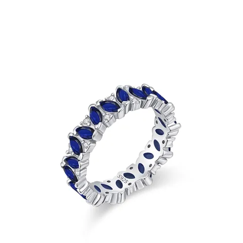 Marquise Blue Zirconia Ring 925 Sterling Silver Eternity Band Luxury Elegant Finger Ring For Women Fashion Jewelry
